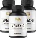 Oro Dopo 50 VpMax-9 - Prestazioni e Antiossidante Supplemento con Vitamine Occhiali, Luteina, Licopene e Estratto di Bilberry - 3 bottiglie