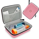 Hard Inhaler Spacer Case per Bambini e Adulti, Asthma Inhaler Case con Mesh Pocket per Medicina e Altri Accessori, Rosa (solo Bag)