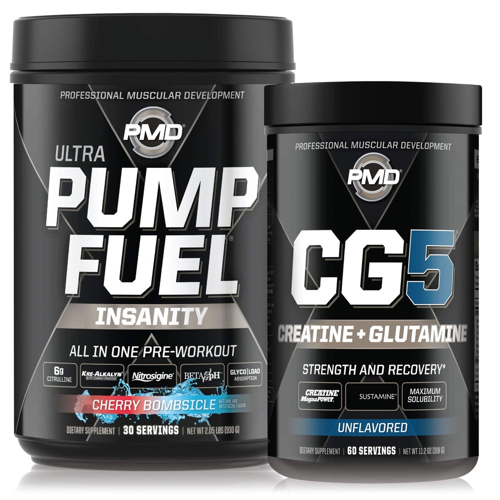 Insanity del carburante dell'ultra pompa dello sport del PMD - pre allenamento – Bombicella della ciliegia (30 selezioni) La creatina Premium di CG5 e la polvere di L-Glutamina (60 porzioni)