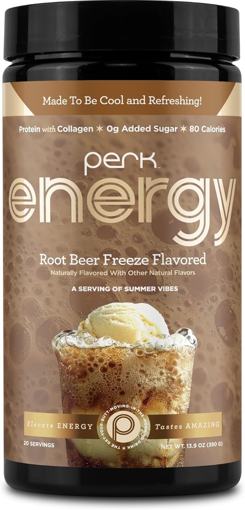 Perk Energy Original Root Beer Freeze Flavored (20 Serve) - Gluten Free, Soy Free e Peanut Free