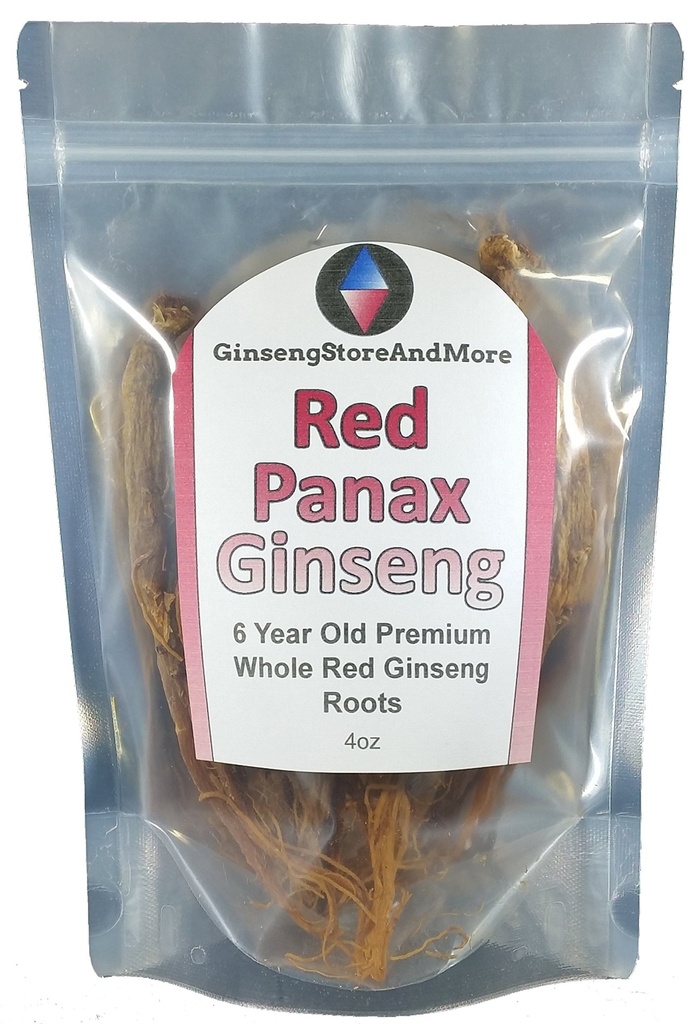 Red Panax Ginseng 1-16oz | 6 anni Old Whole Roots | Korean Red Ginseng | Premium Grade, Very Large | Ginsenosides per energia, salute mentale e prestazioni per uomini e donne (4oz)