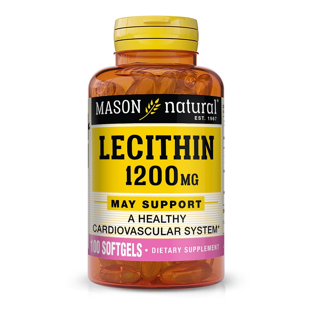 MASON Lecitina NATURAL 1200 mg - Sistema cardiovascolare sano, promuove la salute epatica e riproduttiva, 100 Softgels