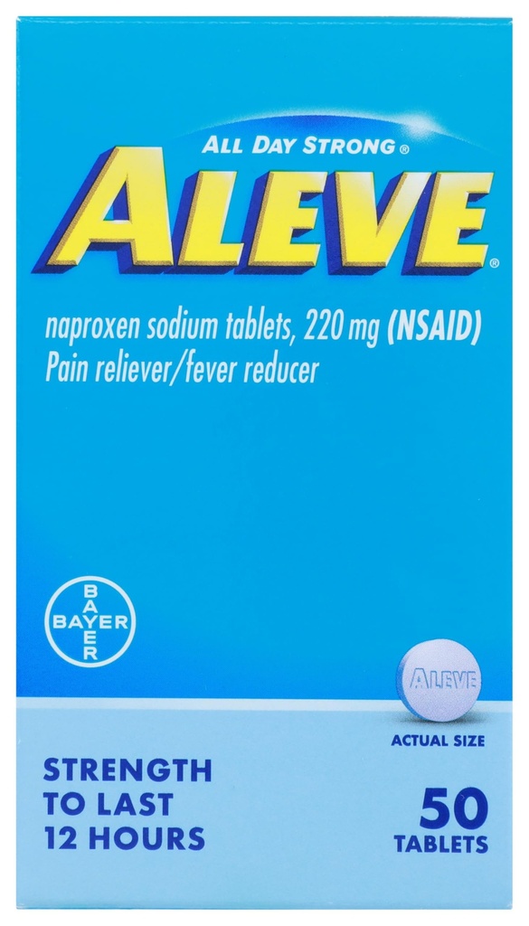 Aleve, Pain Reliever/Fever Riduttore 220 mg compresse, 50 conte