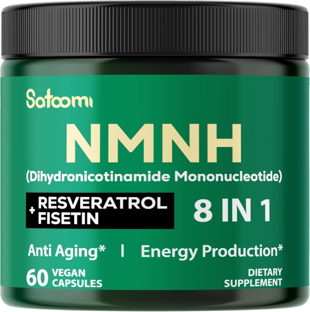 8in1 NMNH - NMN Supplemento Alternativo - NAD Supplemento ai livelli NAD Aggiunto Fisetin, Resveratrolo, Quercetin, Turco, Berberina, Vitamina D3 & C - 60 Conta per 30 giorni