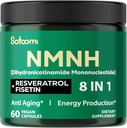 8in1 NMNH - NMN Supplemento Alternativo - NAD Supplemento ai livelli NAD Aggiunto Fisetin, Resveratrolo, Quercetin, Turco, Berberina, Vitamina D3 & C - 60 Conta per 30 giorni