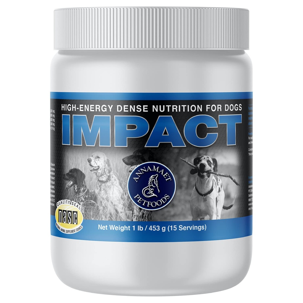 Annamaet Impact – Integratore alimentare ad alta energia per cani – aiuta a sostenere il peso sano negli atleti canini, cani post-chirurgici e cani con metabolismo veloce - 1 lb