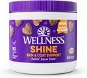 Benessere Barkin' Bacon aromatizzato morbido masticare pelle & cappotto integratori per cani, 90 conte