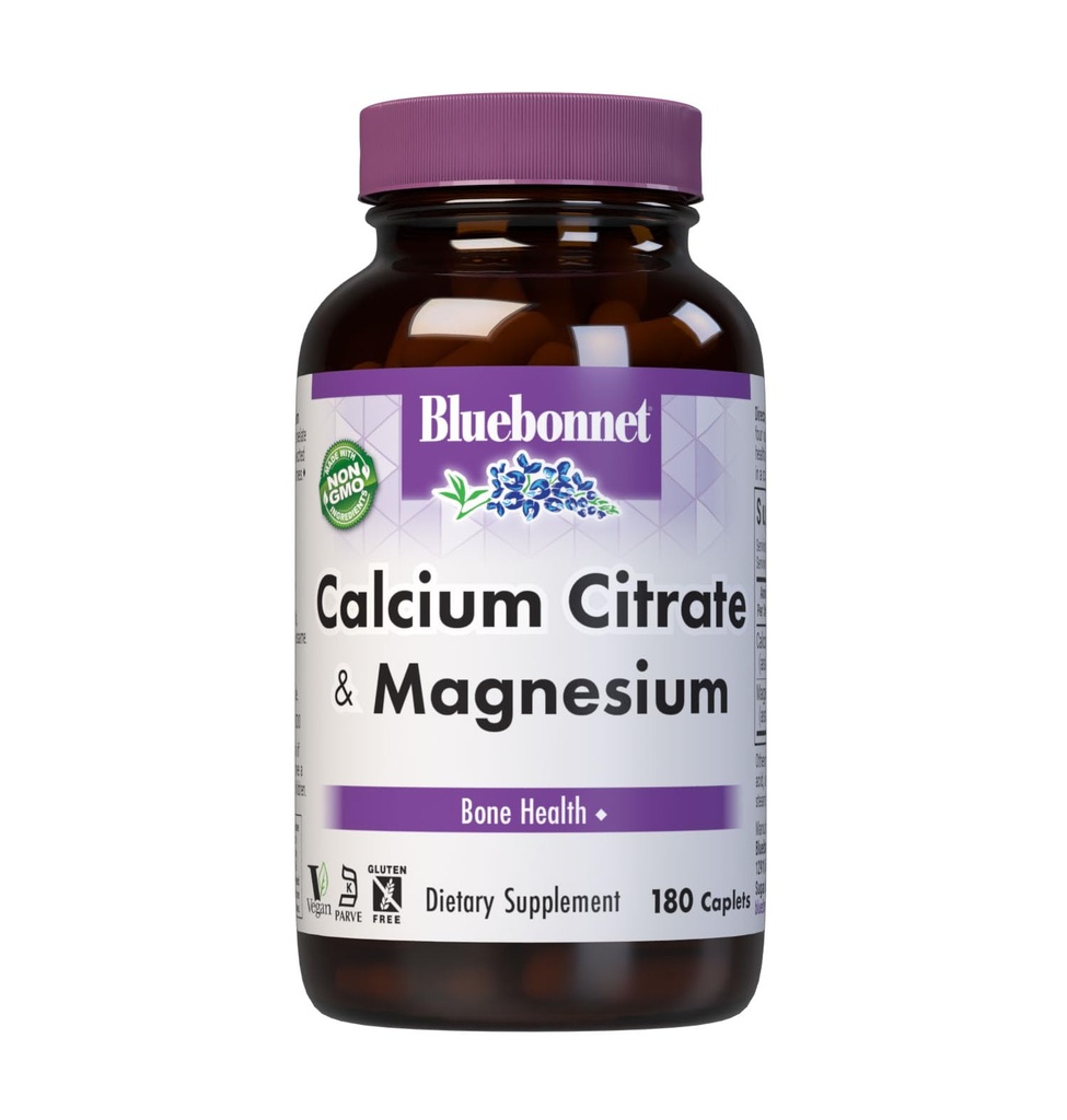 BlueBonnet Calcium Plus Magnesium Caplets, 180 Conte