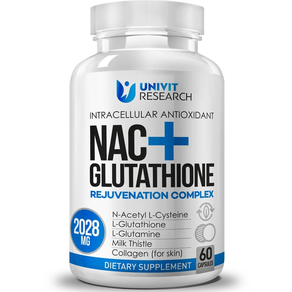 Advanced Complex-NAC Supplement (N-Acetyl L-Cysteine) 600mg con L-Glutathione 500mg e Estratto di cardo di latte-Potent Antiossidante-Immune Funzione Support Respiratory Health-Promotes Liver Detox