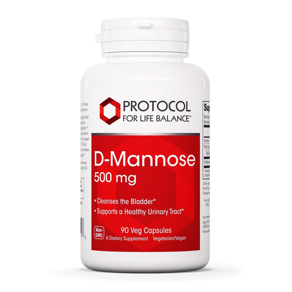 Protocollo D-Mannose - 500mg - Lavaggio della vescica - Supporto Tratto urinario sano* - per gli uomini e le donne - Kosher & Non-GMO - 90 capsule di veg