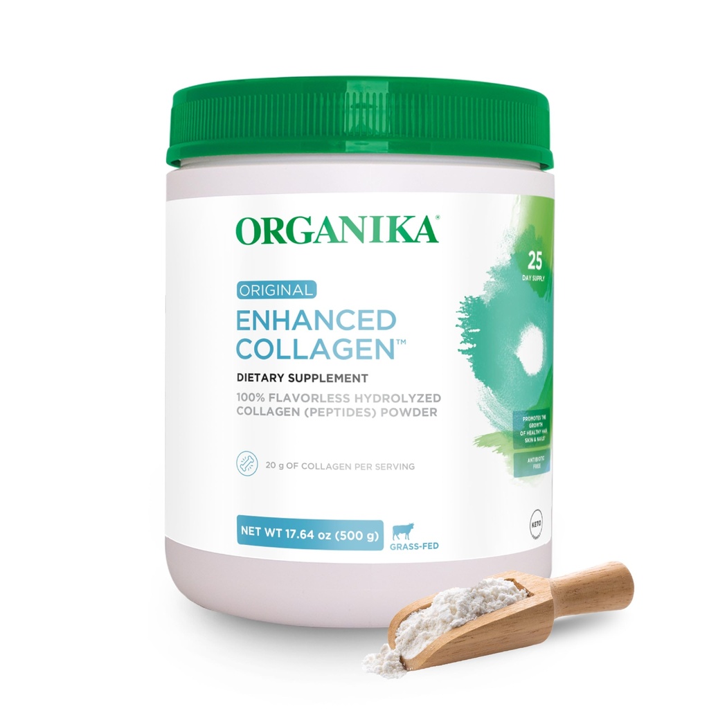 Polvere di peptidi di collagene idrolizzato potenziata di Organika: Polvere di collagene non aromatizzata di facile assorbimento per pelle, capelli, unghie, giunti, muscoli, & Gut - Keto, senza OGM, senza erba - 25 giorni di alimentazione - 18 oz