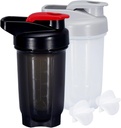 Shaker Bottiglia Proteine Shakes Cup 10 Ounce Shaker Bottiglia con Sfere Whisk, Protein Shake Bottiglia Set per Miscele Proteine,Shakers for Protein Shakes, Shaker Cup, Protein Shaker, Nero+Grey, 2PCS