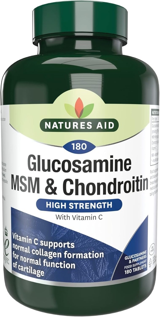 Glucosamina di aiuto della natura 500mg, MSM 500mg + Condroitina 100mg 180 compresse