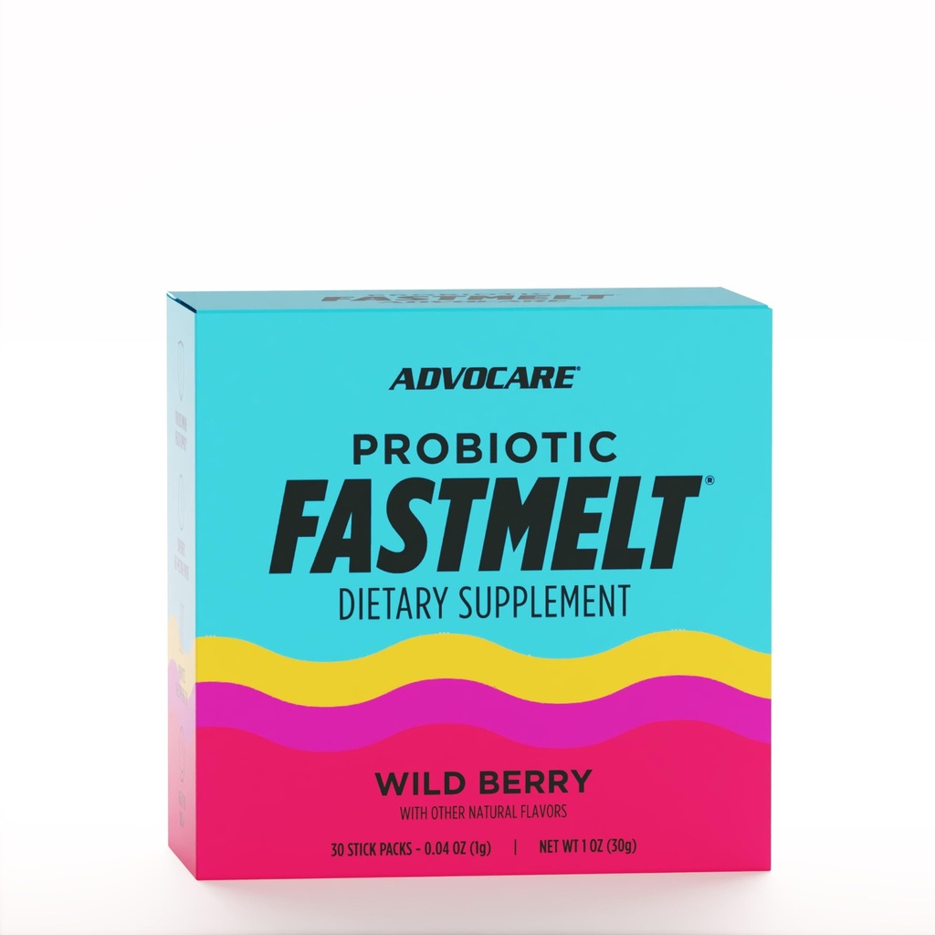 AdvoCare Probiotic Fastmelt - Supplemento dietetico Premium per Gut, Immune System & Heart Health Support* - Wild Berry, 30 Stick Pack