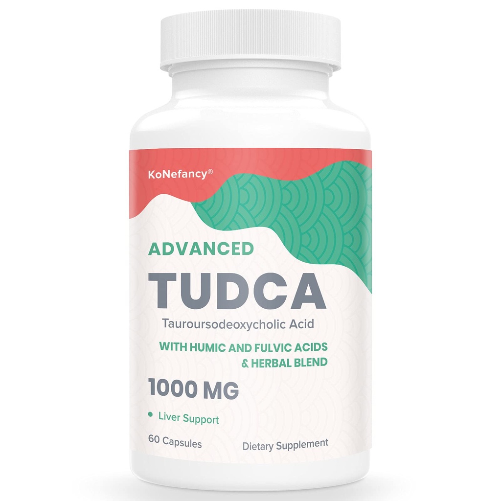 KoNefancy TUDCA Liver Supplementi 1000 mg-Bile Salts per fegato Detox-Milk Thistle miscela di erbe con acido Fulvic e Humic per fegato, salute digestiva, 60 capsule vegane