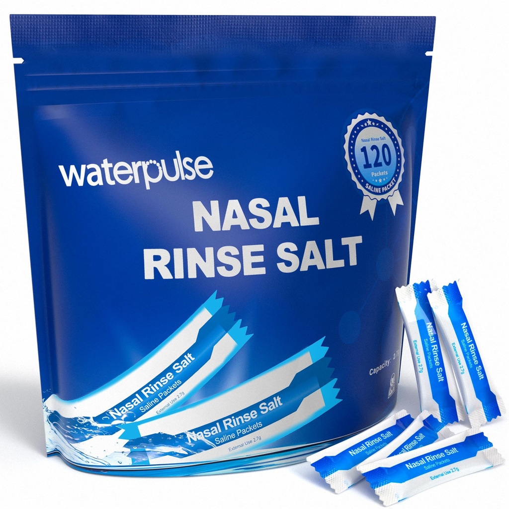 120 Saline Packets,Sinus Rinsing Packets per Neti Pots,Neti Pot Salt Packets Individualmente Wrapped,Nasal Rinse Packets Neti Pot Salt per Nasal Irrigation System,Nasal Wash Squeeze Bottiglia & Sinus Relief