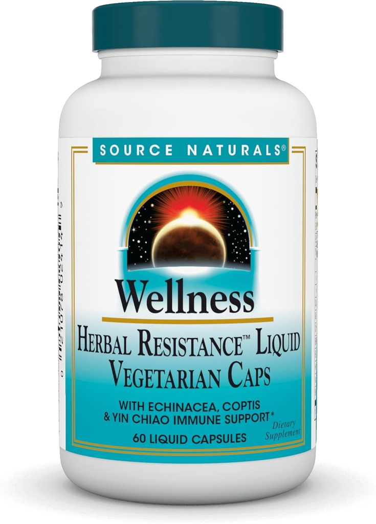 Sorgente Naturals Wellness Resistenza agli erbe, Echinacea, Coptis & Yin Chiao Supporto immunitario *- 60 capsule