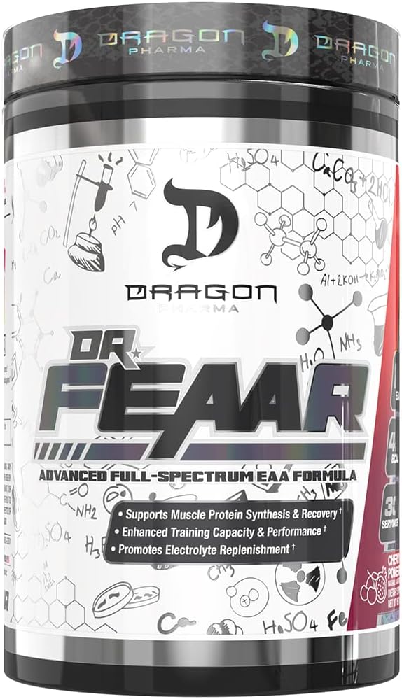 DRAGON PHARMA Dr. FEAAR® Advanced Full-Spectrum EAA Matrix, Supporta la sintesi e il recupero delle proteine muscolari, Maggiore capacità di formazione e prestazioni (30 Serve, Pomegranato di ciliegia)
