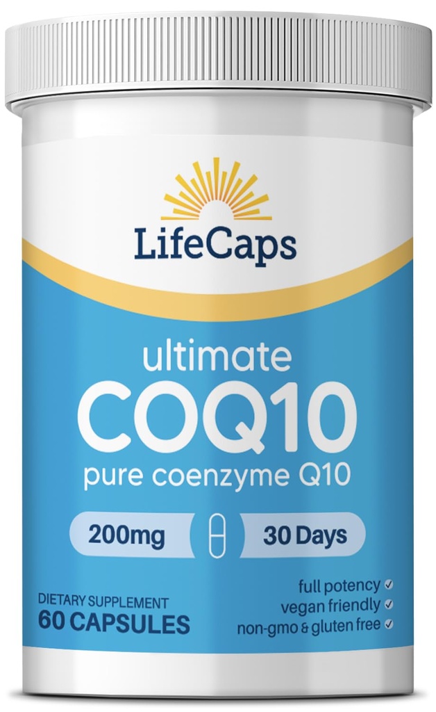 LifeCaps CoQ10 200mg - Ultimate CoQ10 - Ultra High Absorption Q10 Integratori - 60 Count
