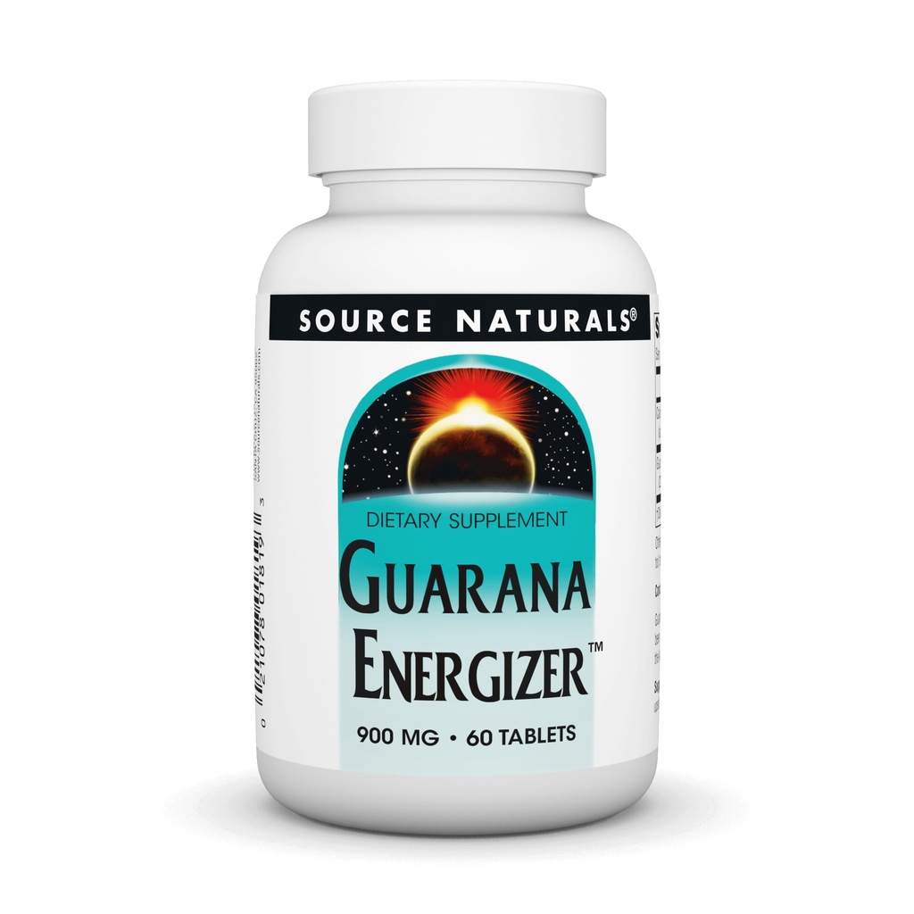 Fonte Naturals Guarana Energizer, Supplemento Dietetico - Supporta un lungo aumento di energia duratura* 900 mg - 60 compresse