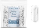 PureCaps USA - Empty Vegetariano Vegan Pullulan Pillole Capsule Dimensioni 00 | 100 Pillole Unite| Clear| Non OGM Certificato | SLS, Gluten, Preservative Free