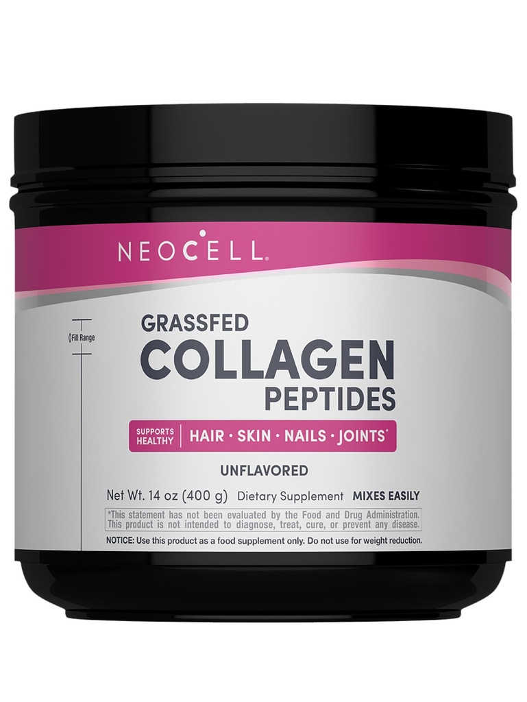 Peptidi Super Collageno NeoCell, Peptidi di Collagene 10g per porzione, Senza glutine, Keto Friendly, Non OGM, A base di erba, Capelli sani, Pelle, Unghie e Giunti, Polvere non aromatizzata, 14.1 oz., 1 Canister