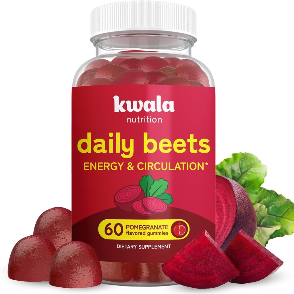 Gummies della barbabietola per l'energia, Nitric Oxide & Heart Health | Super Nitric Oxide Supplemento con l'estratto del seme | Pomegranate Flavor | Vegan, Non-GMO | 60 Chews della barbabietola, Chewables