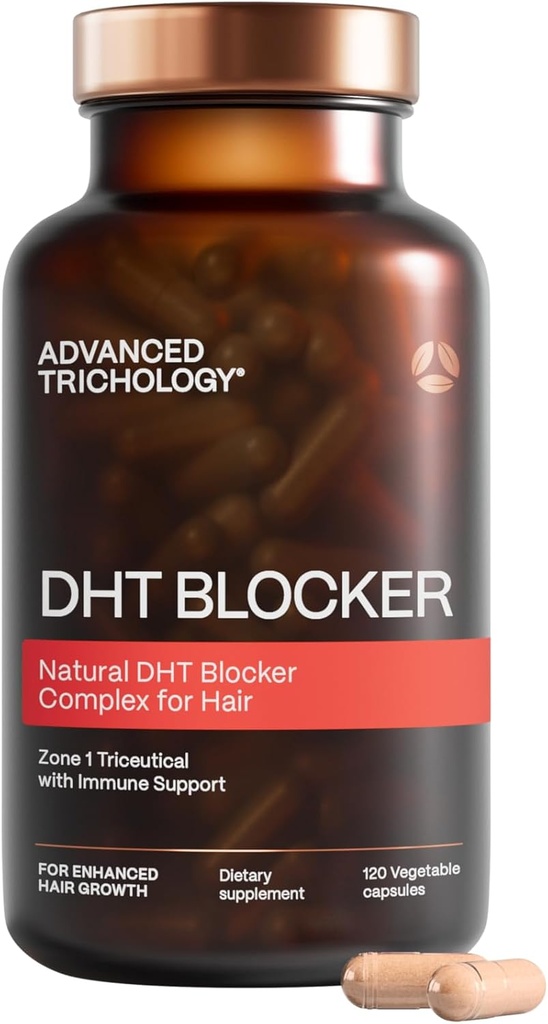 Advanced Trichology DHT Blocker - Supplemento per la crescita dei capelli per la tintura genetica per gli uomini e le donne | Approved* da American Hair Loss Association - 120 Count (Pack of 1)