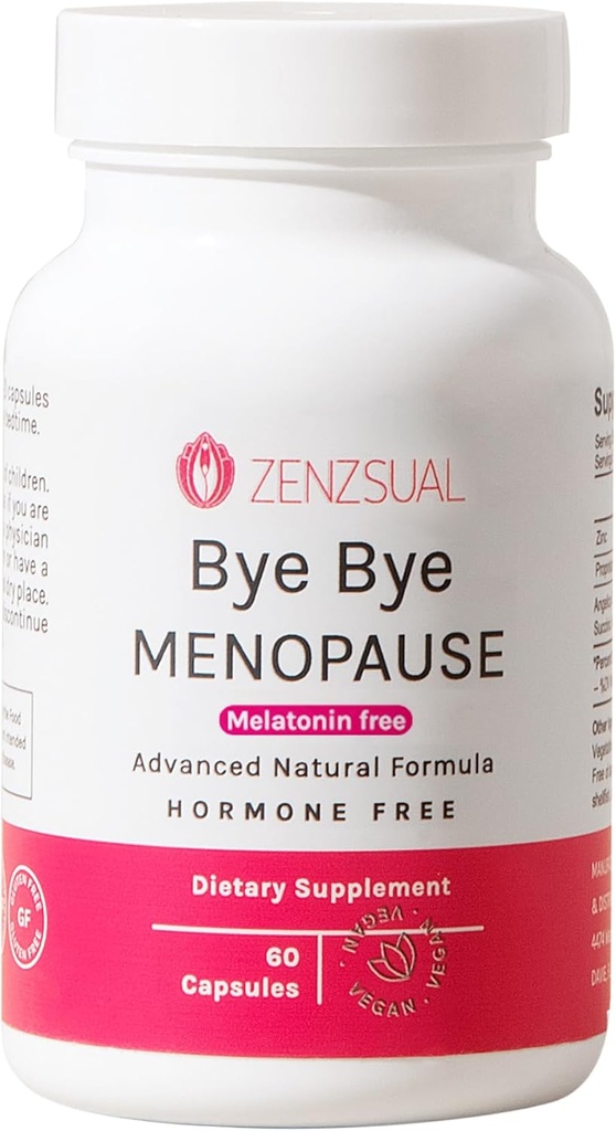 ZENZSUAL Bye Bye Menopause Supplementi per le donne – Supporto naturale di menopausa per i flash caldi, Night Sweats, Mood Swings & Hormone Balance – Melatonin-Free, Vegan, Estrogen-Free Formula – 60 Capsule