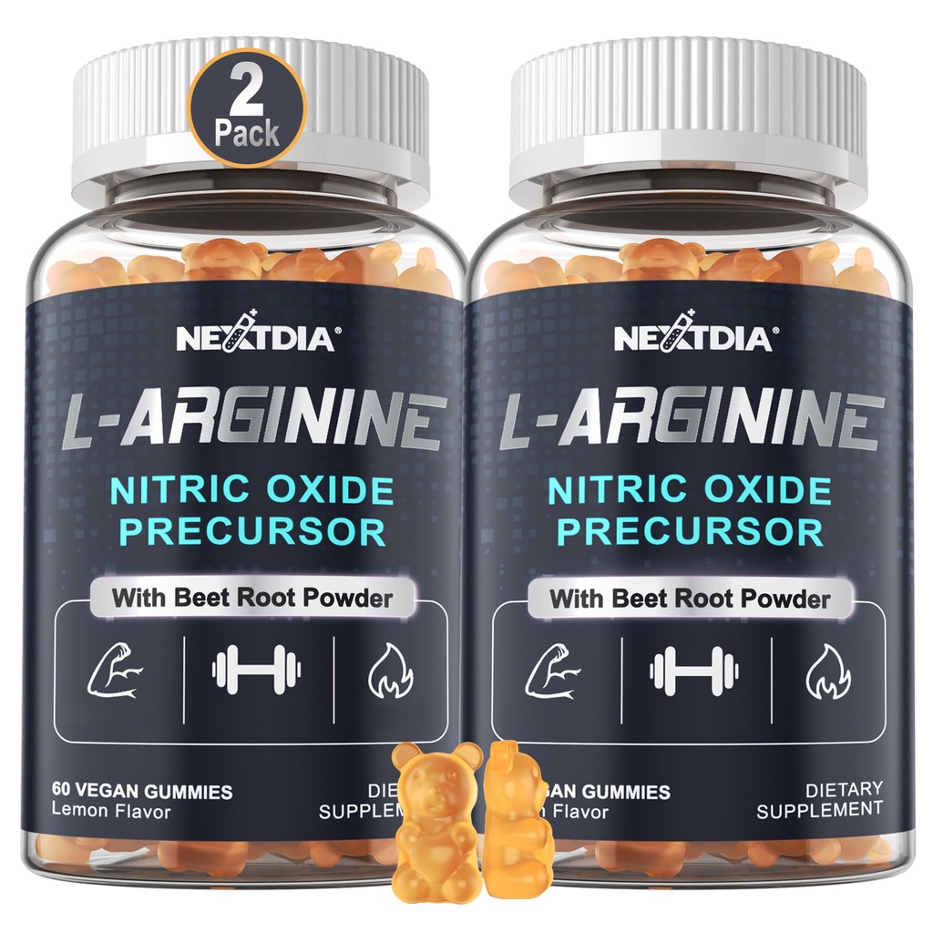 Zucchero L Arginina Nitric Oxide Gummies 1300mg per Uomini e donne con L Citrullina, Radice di barbabietola, B3 | L Arginina L Citrullina Integratori | Vegan, 120 Conti