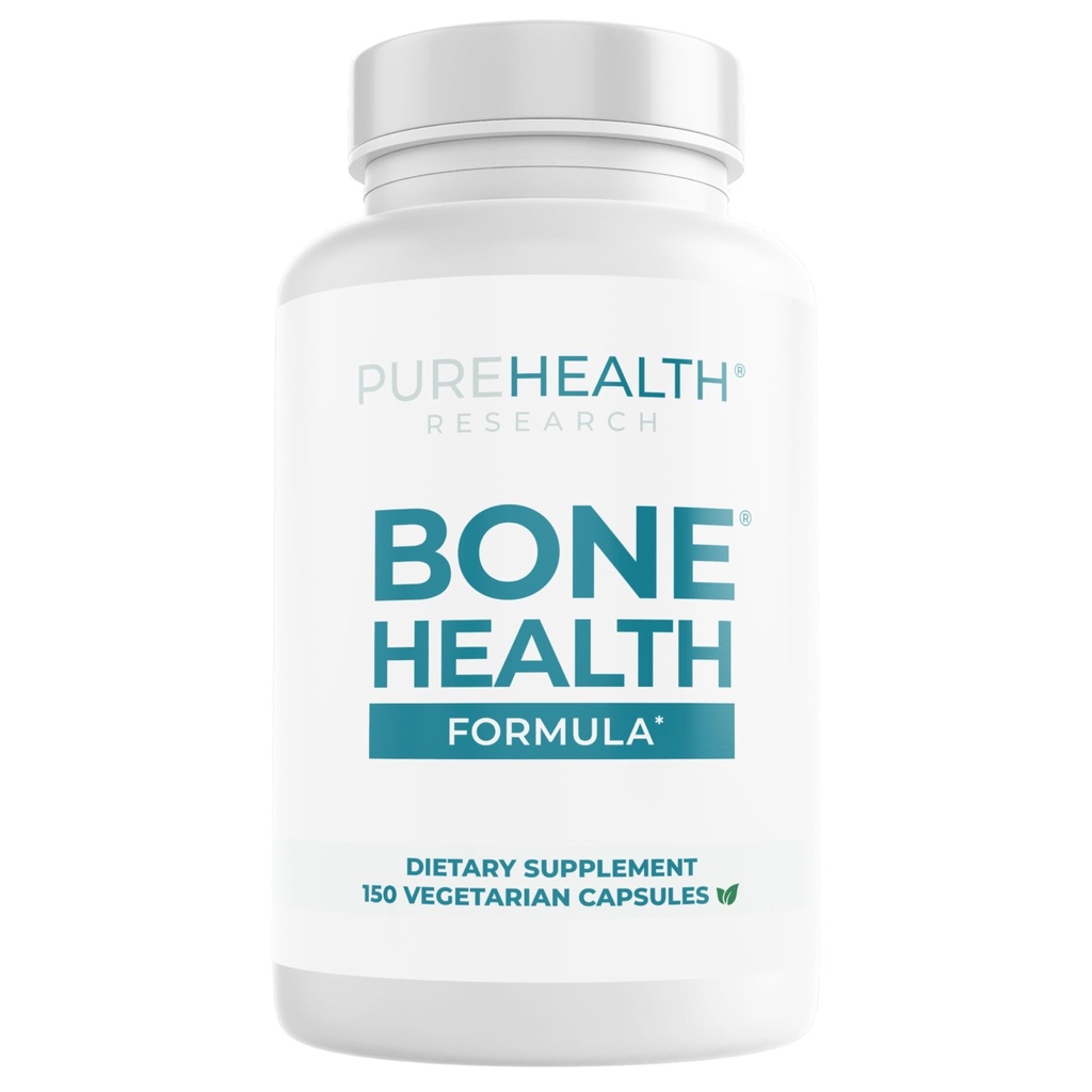 PUREHEALTH RESEARCH Bone Health Formula Calcium & Magnesium Supplemento - con ferro, zinco, rame, vitamina D, C, K2 & More - Bone & Joints Vitamins for Women & Men, 150 Capsule