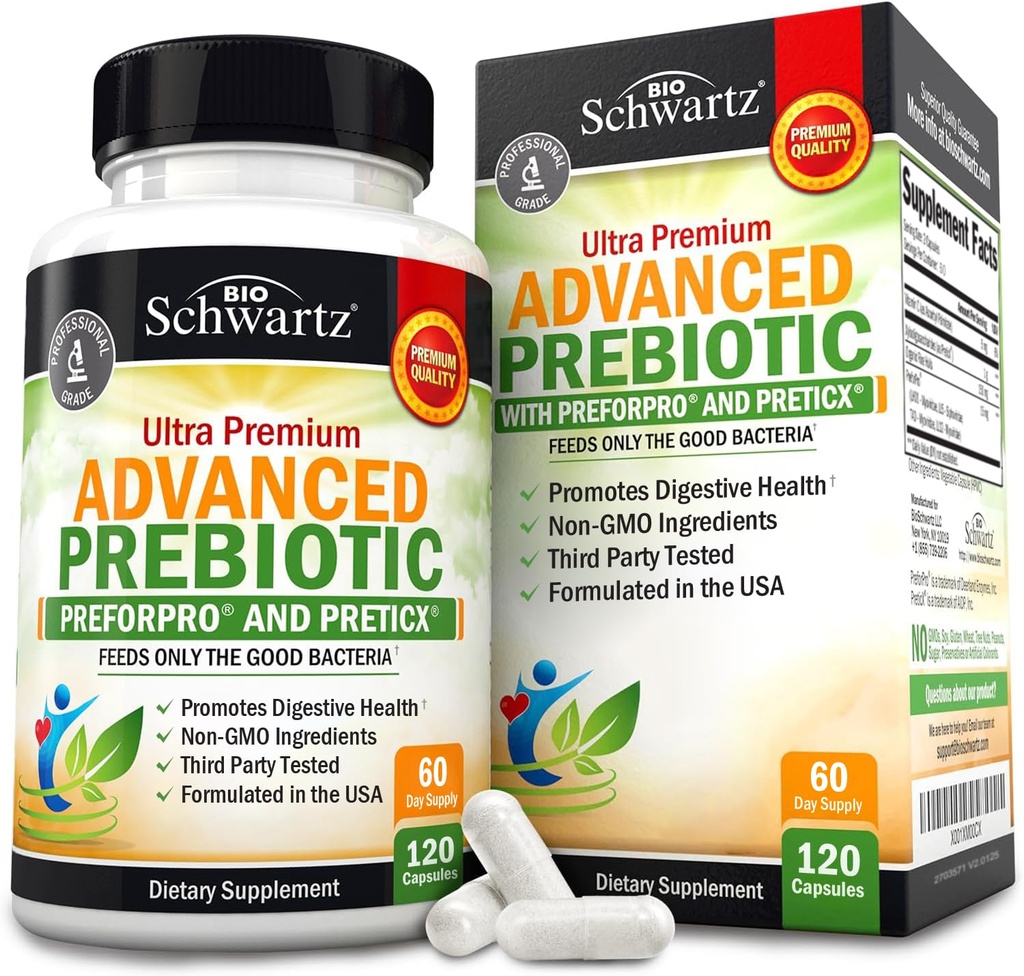Prebiotici avanzati per la salute digestiva - Supplemento rapido della salute del fegato con i prebiotici clinicamente convalidati per le donne e gli uomini per il sostegno sano della flora e dell'immunità di Gut - 2 mesi di alimentazione