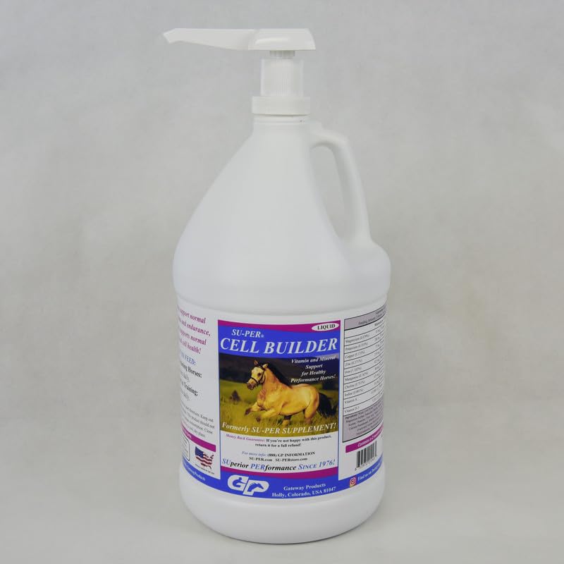 SU-PER Cell Builder cavallo supplemento - Alta vitamina di ferro minerale Equine sangue Costruttore liquido per cavalli di prestazione - 1 gallina + pompa