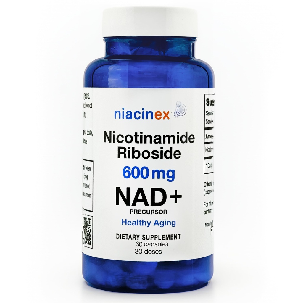 NAD+ Supplemento - 600mg Pure Nicotinamide Riboside (NR) - Invecchiamento sano, Chiarezza mentale & Energy Booster - Integratori di rigenerazione cellulare per le donne e gli uomini - 60 NAD Plus Capsule - Made in Italy