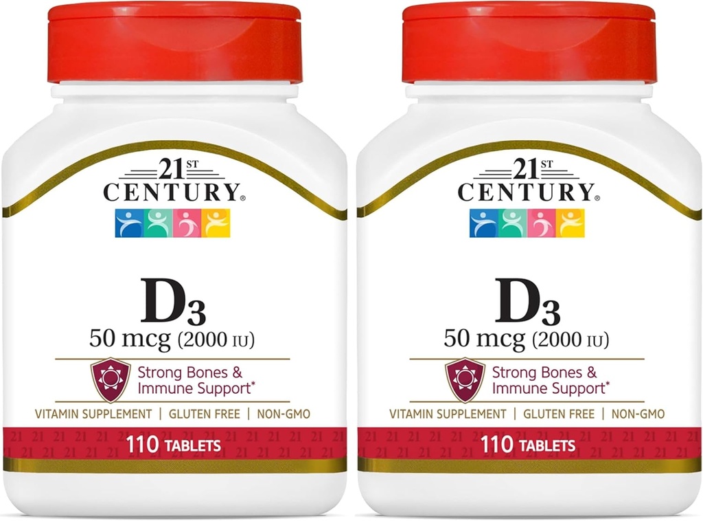 21 ° secolo D3 2000 IU compresse, 110 conteggio (pacchetto di 2)