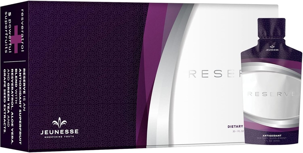Jeunesse Global Reserve - Antiossidante Frutta Miscela Nutrizione Supplemento- 30 Pacchetti per Box (30ml)