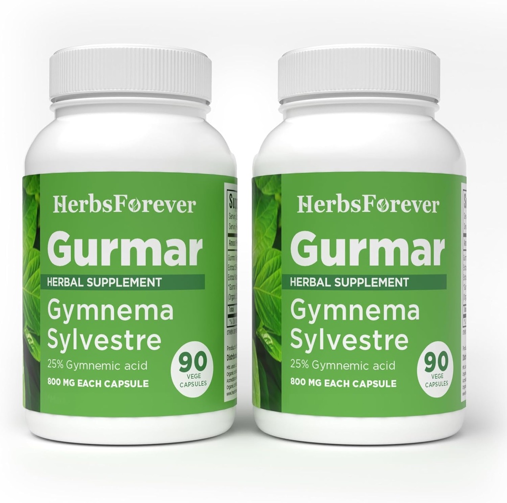 Herbsforever Gurmar Capsules – Gymnema Sylvestre – Integratore di erbe – 90 capsule (Pack of 2)