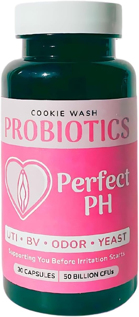 Cookie Wash Probiotici PH perfetti per le donne - PH Balance, Digestivo, UT e Salute Femminile - 50 miliardi di CFU - 14 Strains unici per le donne - 30 CT