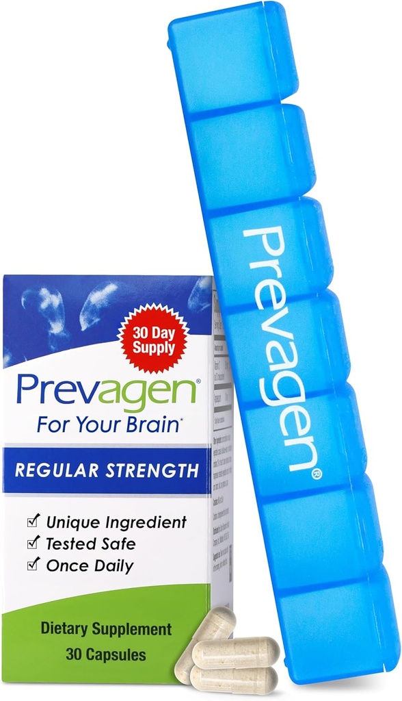 Prevagen Regolare Forza - 30 capsule (1 Mese di Alimentazione) | Formulato per il vostro cervello | 10mg di Apoaequorin Plus Vitamina D3 con 7-Day Pill Minder