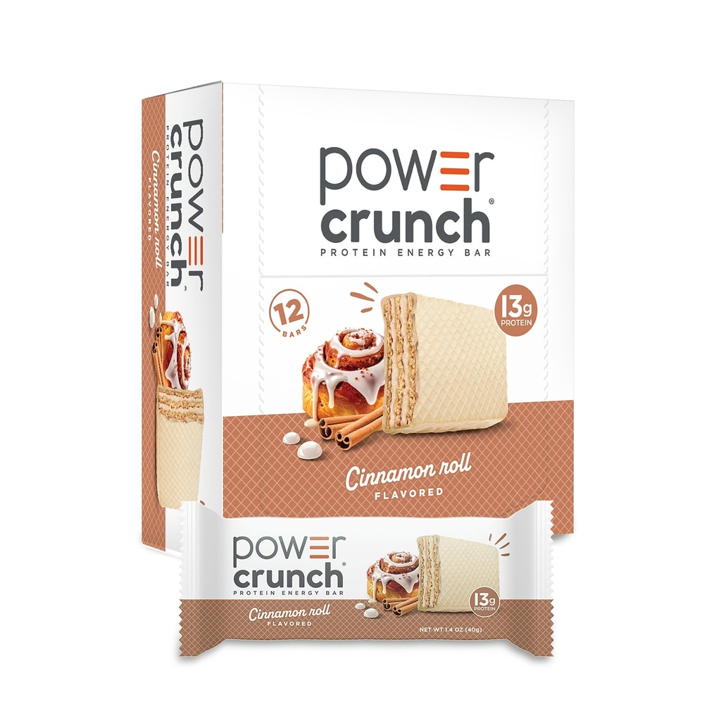 Barrette di Wafer Proteine Crunch, Spuntini ad alta proteina con Gusto Delizioso, Rotolo di Cannella, 1,4 oncia (12 Conte)