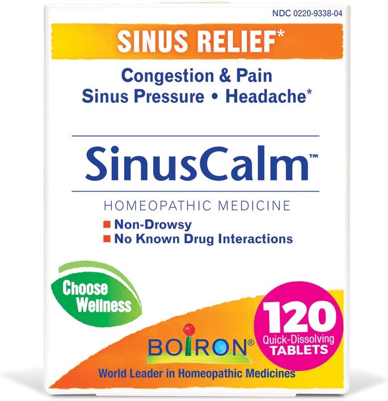 Boiron SinusCalm compresse per sollievo dal dolore al seno, Runny Nose, Congestione, Pressione del seno, Headache - 120 Conteggio (Pacchetto di 2)