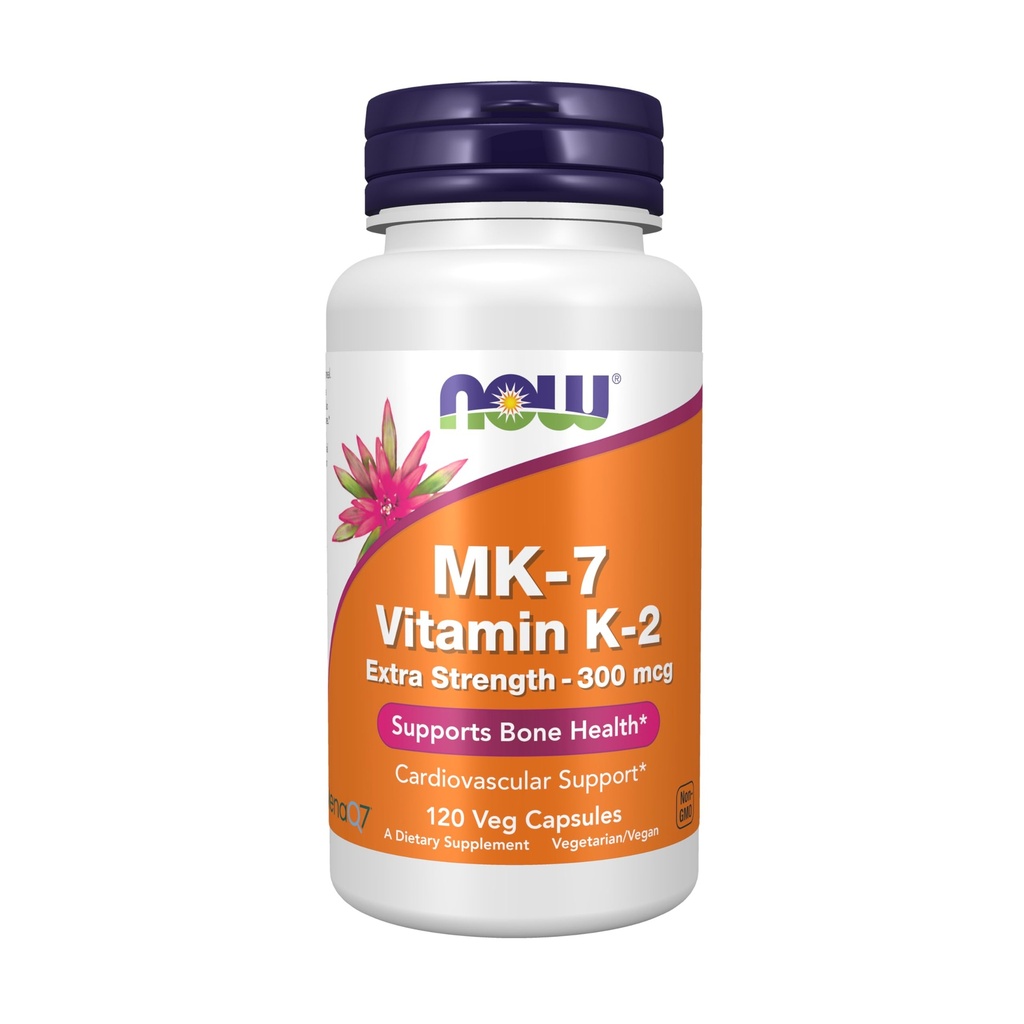 Ora integratori alimentari, MK-7 vitamina K-2 300 mcg, supporto cardiovascolare*, Supporta la salute di ossa*, 120 capsule di veg