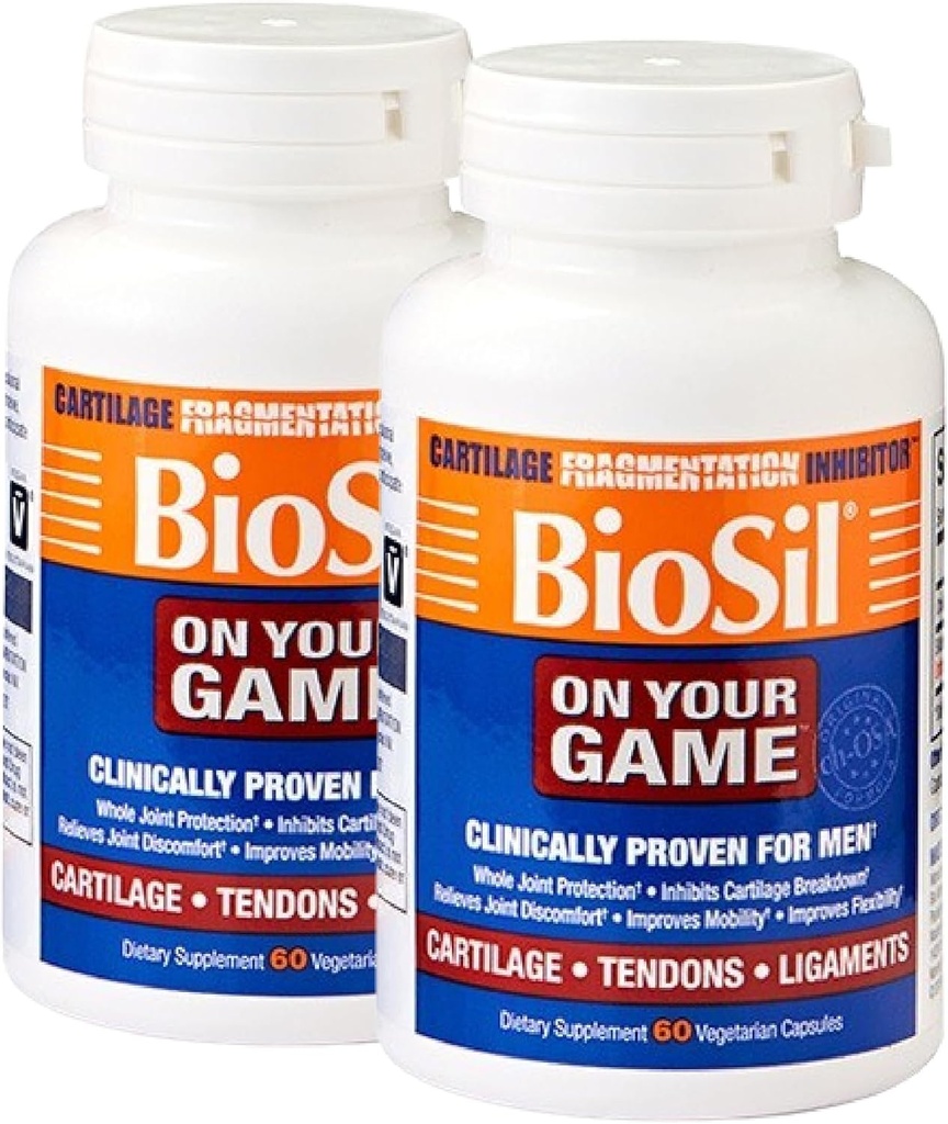 Biosil On Your Game - 60 Capsule Veggie, Confezione da 2 - con Complesso ch-OSA brevettato - Aumentare la produzione di collagene per il sollievo del dolore congiunto, Flessibilità e gamma di movimento - GMO Free - Fornitura da 60 giorni