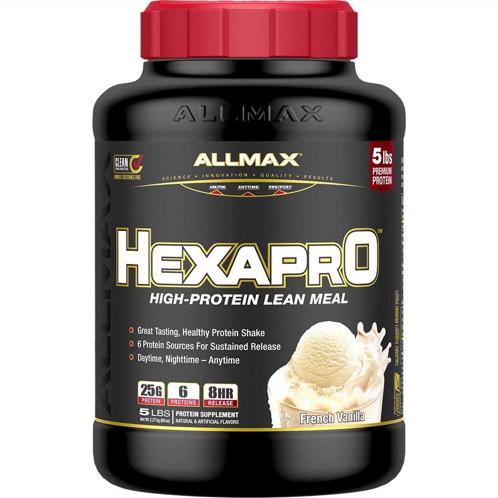ALLMAX Nutrition HEXAPRO, French Vanilla - 5 lb - 25 Grammi di Protein Per Serving - 8 ore di rilascio prolungato - Zero Sugar - 52 Serve