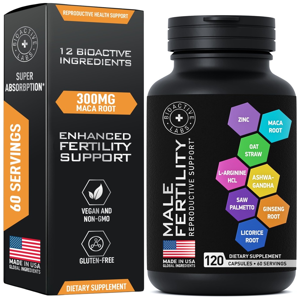 Integratori di fertilità per gli uomini - Zinco, Maca, Ashwagandha, L-Arginina - Concezione di vitalità maschile per Lui - Conta e Motilità Aiuto di Gravidanza - Vitamine e Maschio Fertilità Supplemento di supporto - 120 pillole