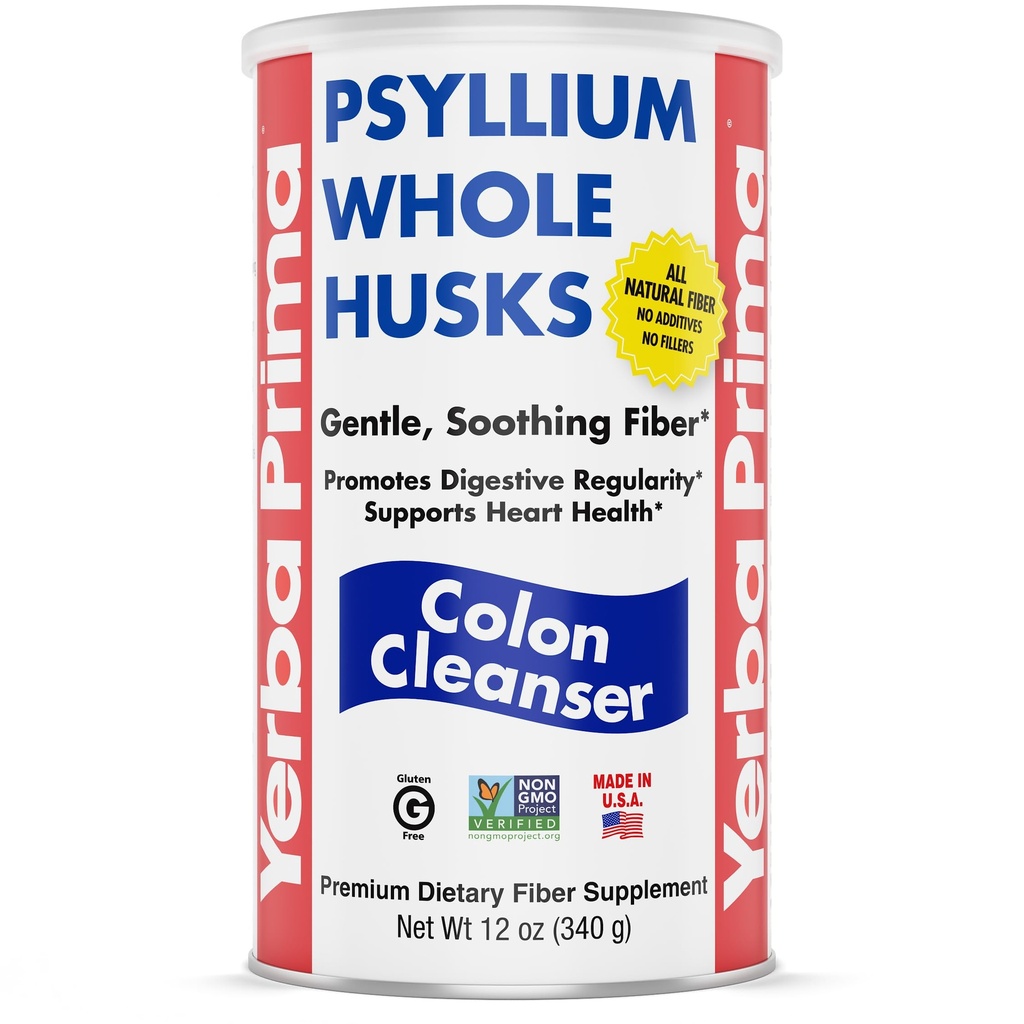 Yerba Prima Psyllium Husk, 12 oncia - Intero Husk Fiber Supplemento, Vegan, Nessun zuccherino o dolcificanti artificiali, Non OGM, Gluten Free