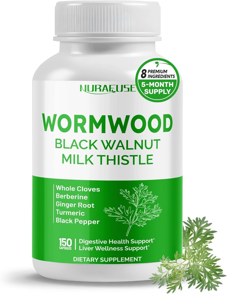 Wormwood Whole Cloves Milk Thistle with Other Herbs - Support Digestive Health, Liver Wellness - Made and Tested in the USA
