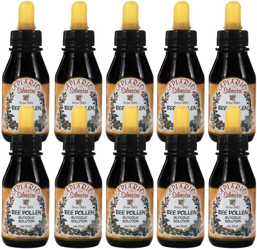 10 Bottiglie di Apiario Silvestre Brasiliano Bee Pollen Liquido Glycolic Estratto -Non alcolico, cera Free