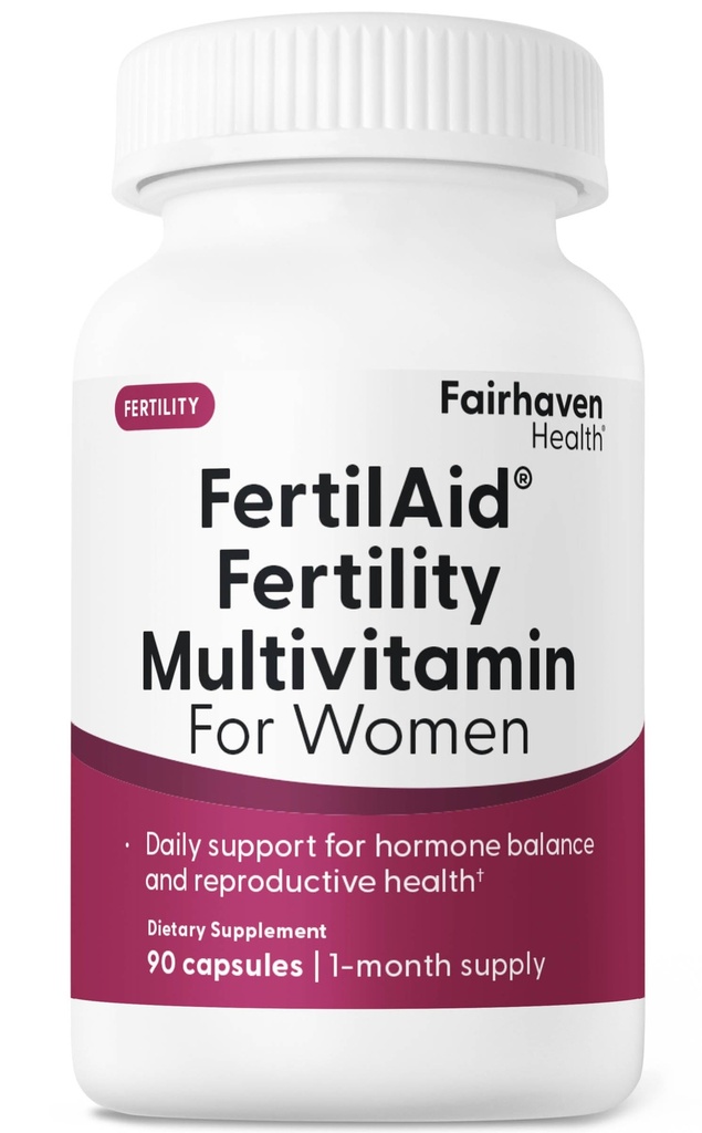 Fairhaven Health FertilAid per le donne | Integratori prenatali di fertilità della vitamina per le donne | Concezione per lei con Vitex e Folate | Regolarità del ciclo di sostegno e ovulazione* | 90 capsule