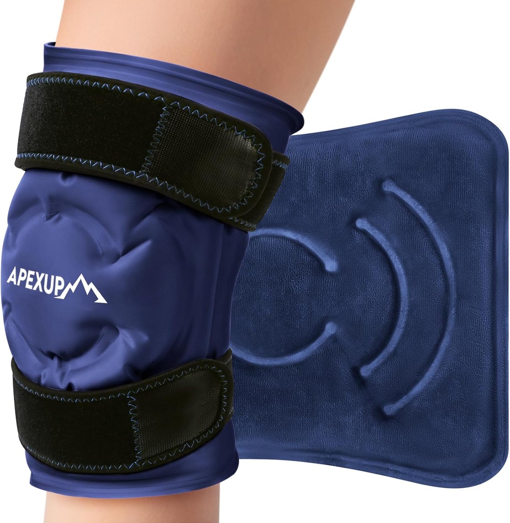Pacchetto di ghiaccio APEXUP per il sollievo del dolore del ginocchio, grande avvoltoio riutilizzabile dopo la chirurgia, gel flessibile Cold Pack per le lesioni, sollievo del dolore per la schiena, spalla, gomito, caviglia e gamba (Navy Blue, L, 1PK)